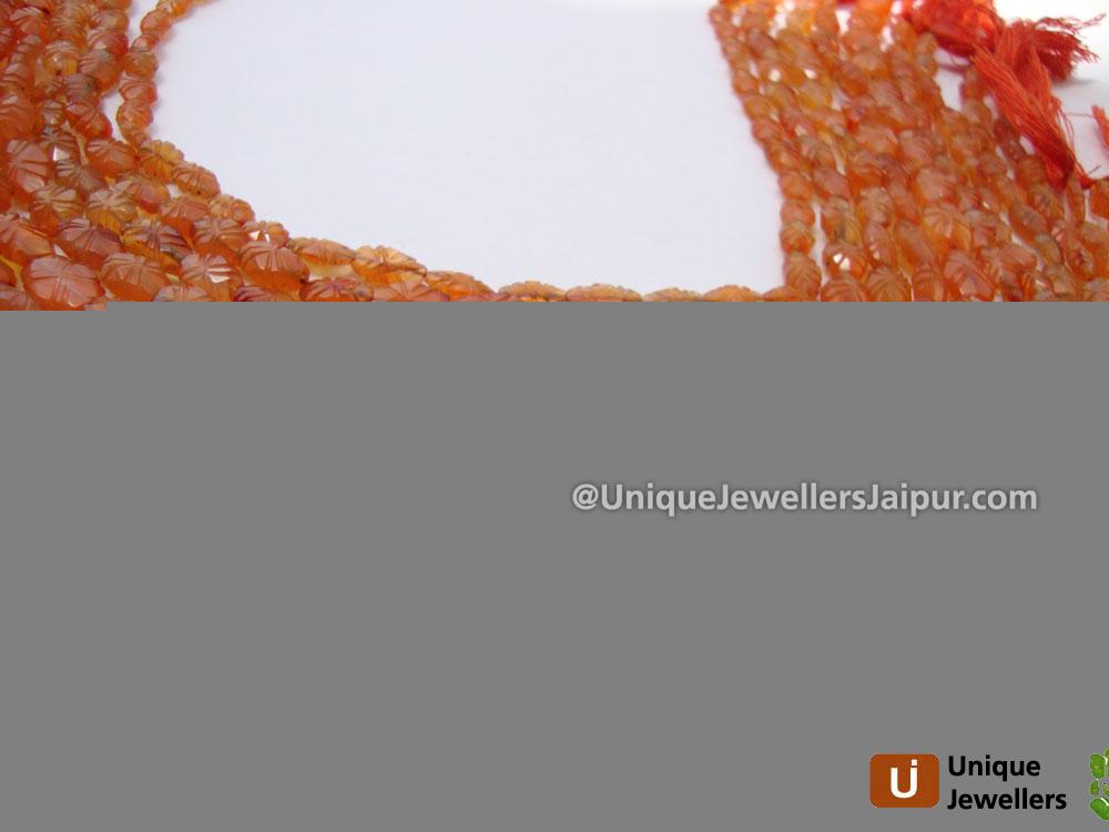 Carnelian Cut Carved Oval Beads