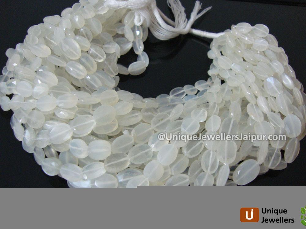 White Moonstone Plain Oval Beads