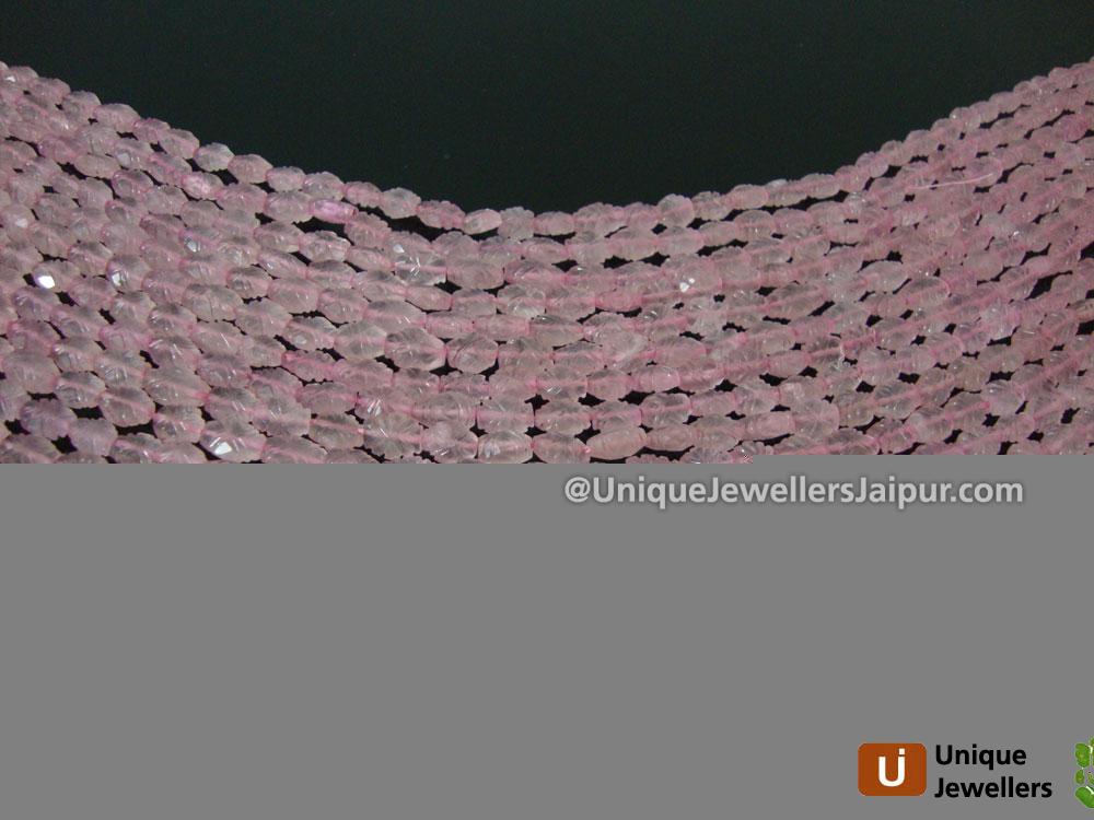 Rose Quartz Cut Carved Oval Beads