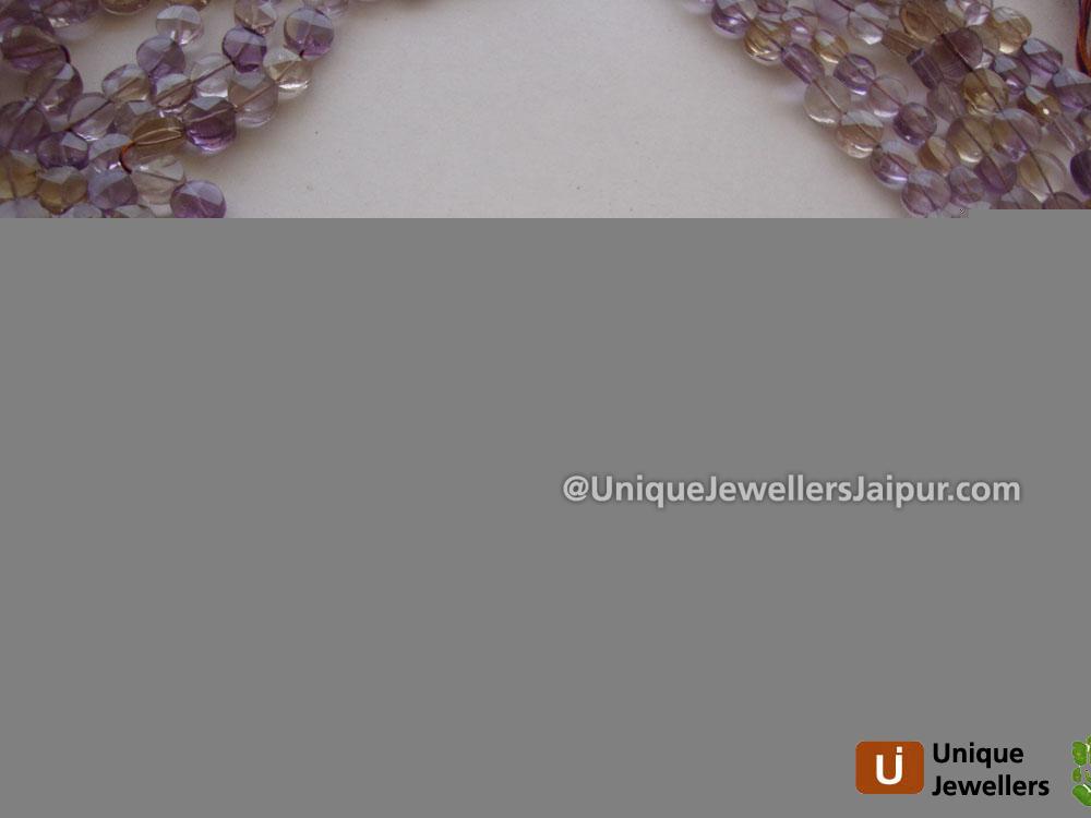 Ametrine Faceted Coin Beads