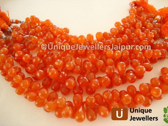 Carnelian Faceted Drop Beads