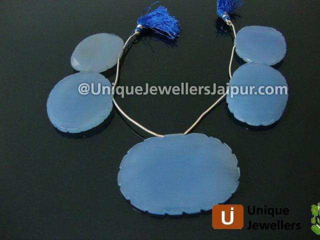 Blue Chalsydony Faceted Oval Beads