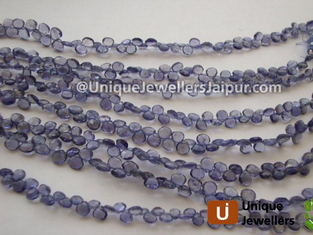 Iolite Faceted Heart Beads