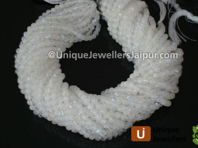 White Rainbow Plain Round Beads