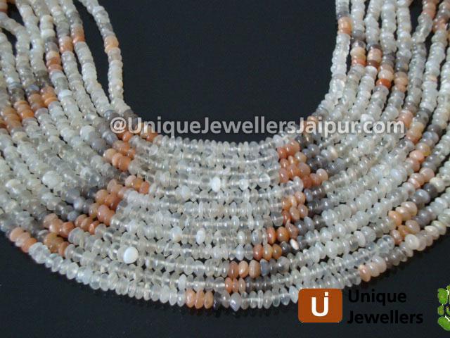 Multi Moonstone Plain Button Beads