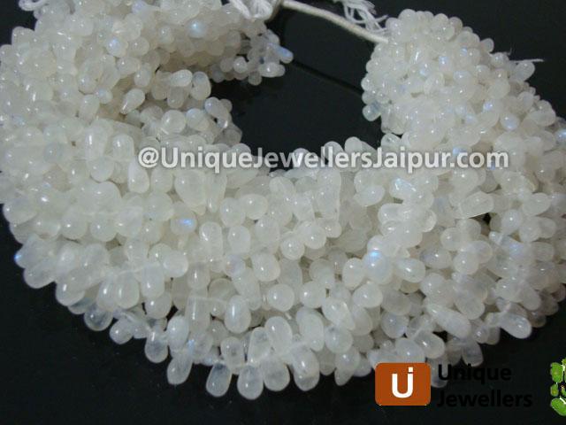 White Rainbow Plain Drop Beads