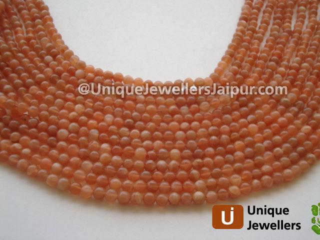 Pink Moonstone Plain Round Beads