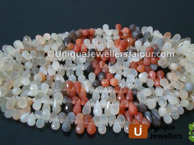Multi Moonstone Faceted Drop Beads