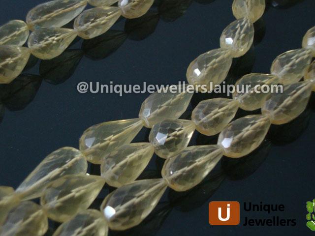 Lemon quartz Faceted Drop Beads