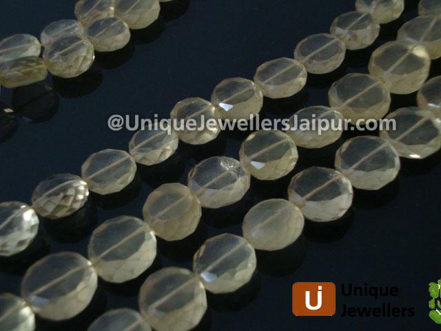 Lemon quartz Faceted Coin Beads