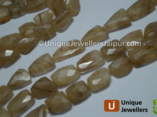 Golden Rutail Flat Faceted Nugget Beads