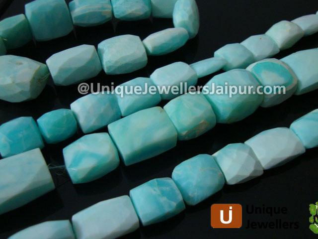 Blue Opel Faceted Chicklet Beads