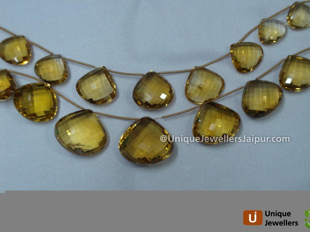 Honey Quartz Briollete Heart Beads