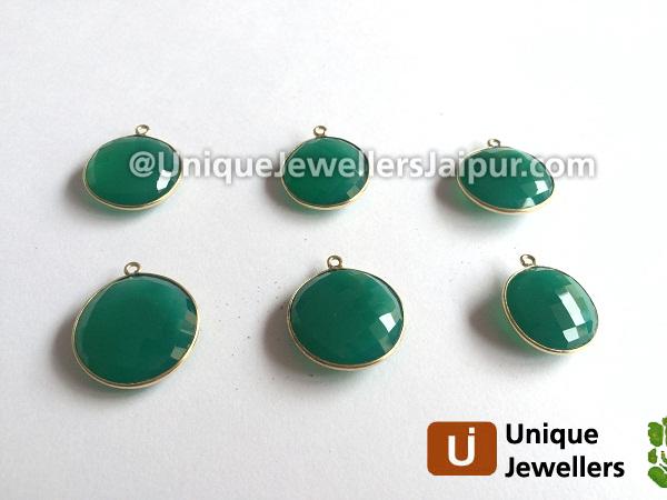 Gold Vermeil Green Onyx Coin Pendant