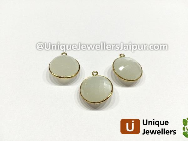 Gold Vermeil White Moonstone Coin Pendant