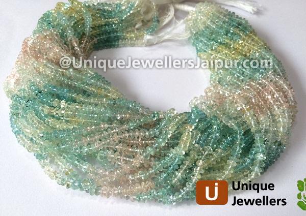 Multi Aquamarine Plain Button (Dyed) Beads