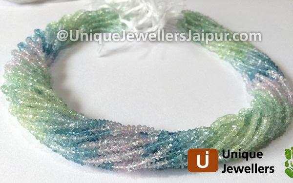 Multi Aquamarine Faceted Roundelle Beads