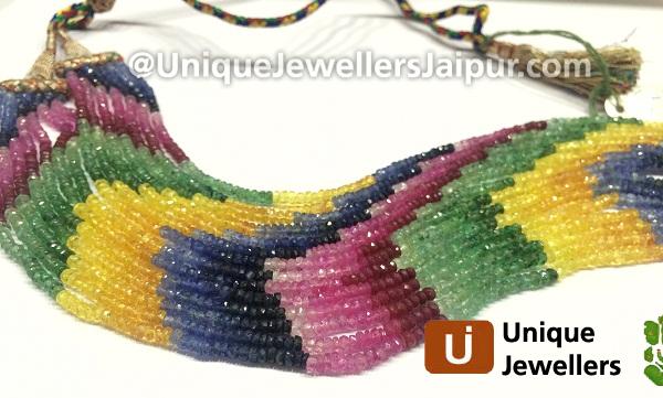 Multi Precious Faceted Roundelle Beads