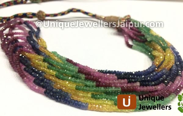 Multi Precious Faceted Roundelle Beads