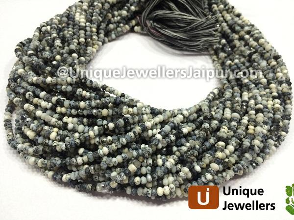 Dendritic Opal Faceted Roundelle Beads