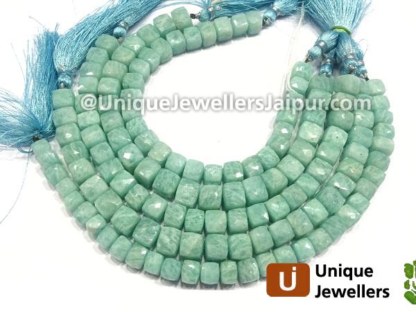 Amazonite Faceted Cube Beads