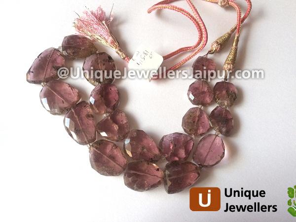 Moss Pink Tourmaline Far Faceted Nugget Beads