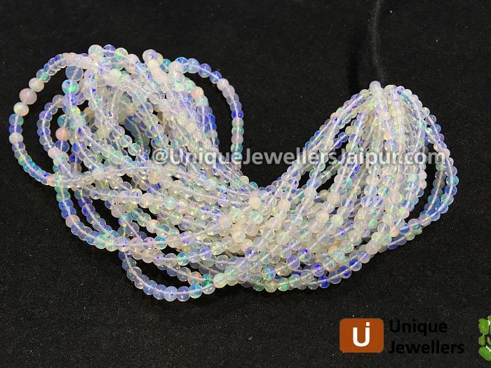 White Ethiopian Opal Smooth Round Beads