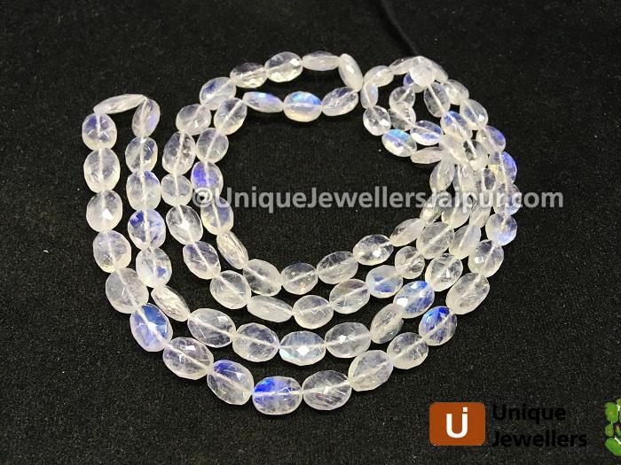 White Rainbow Faceted Oval Beads