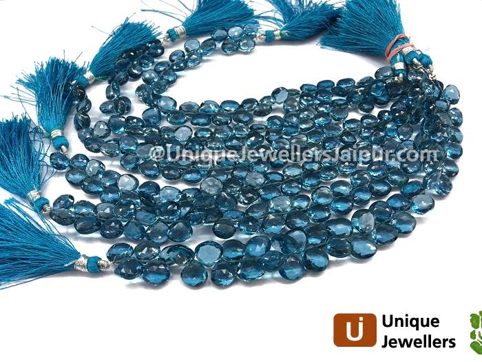 London Blue Topaz Far Faceted Heart Beads