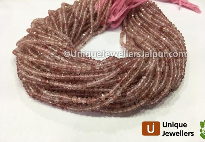 Strawberry Quartz Micro Cut Roundelle Beads