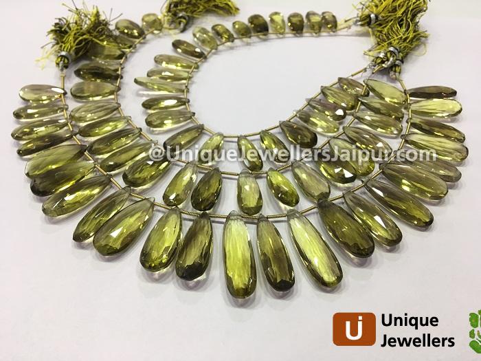 Bi Lemon Quartz Faceted Long Pear Beads