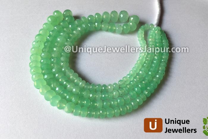Basil Green Chrysoprase Far Faceted Roundelle Beads