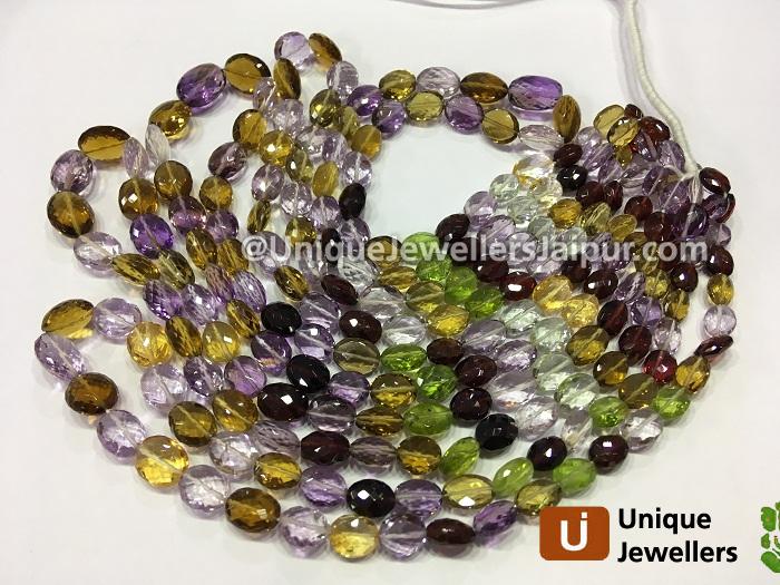 Multi Stone Faceted Oval Nugget Beads