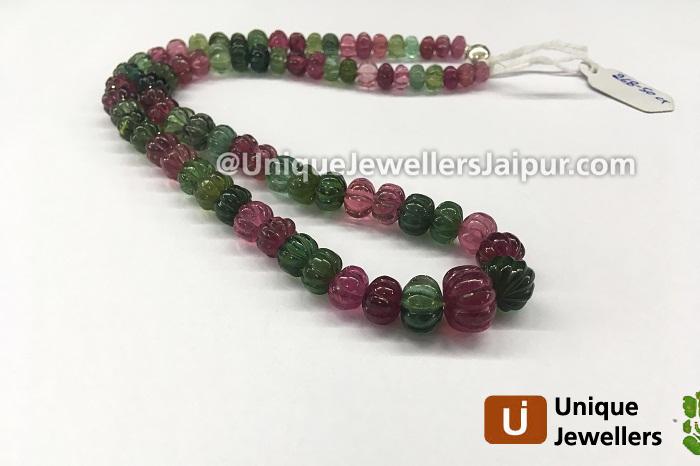 Tourmaline Carved Pumpkin Beads