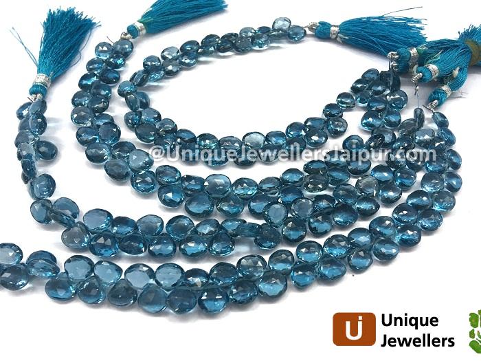 London Blue Topaz Faceted Heart Beads