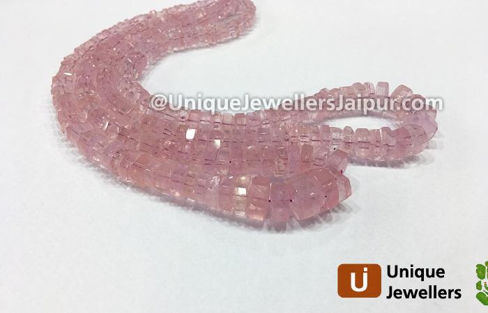 Pink Morganite Step Cut Roundelle Beads