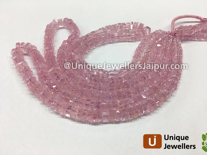 Pink Morganite Step Cut Roundelle Beads 