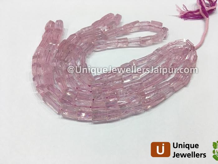 Pink Morganite Step Cut Cylinder Beads