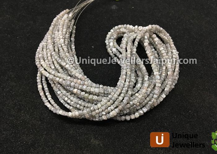 Grey Rough Diamond Cube Beads