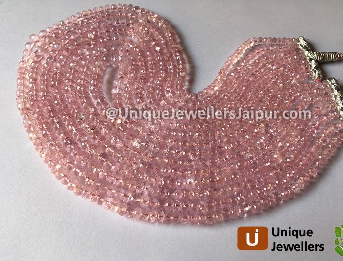 Top Quality Morganite Far Faceted Roundelle Beads