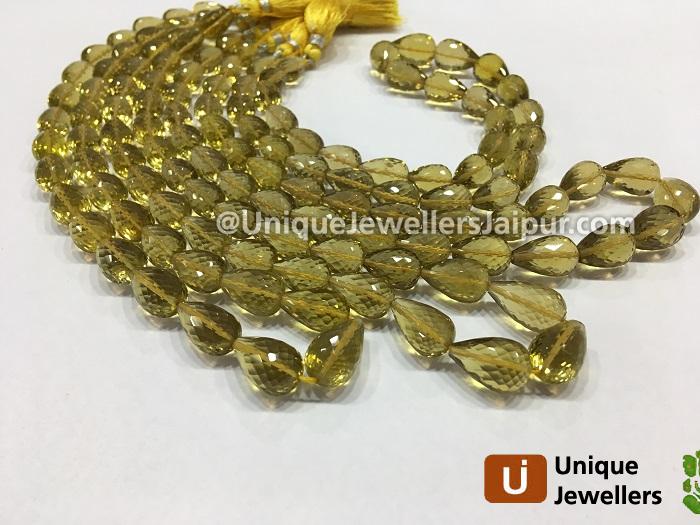 Honey Quartz Far Faceted Drop Beads