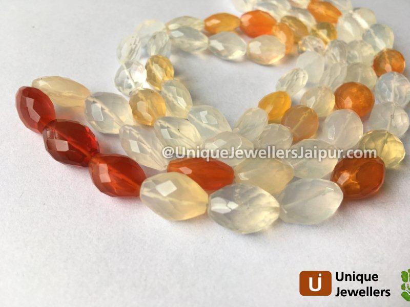 Fire Opal Far Faceted Oval Beads