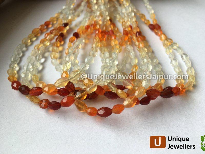 Fire Opal Faceted Oval Beads