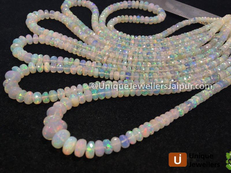 White Ethiopian Opal Faceted Roundelle Beads