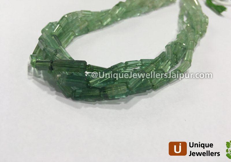 Basil Greenish Blue Tourmaline Smooth Tube Beads