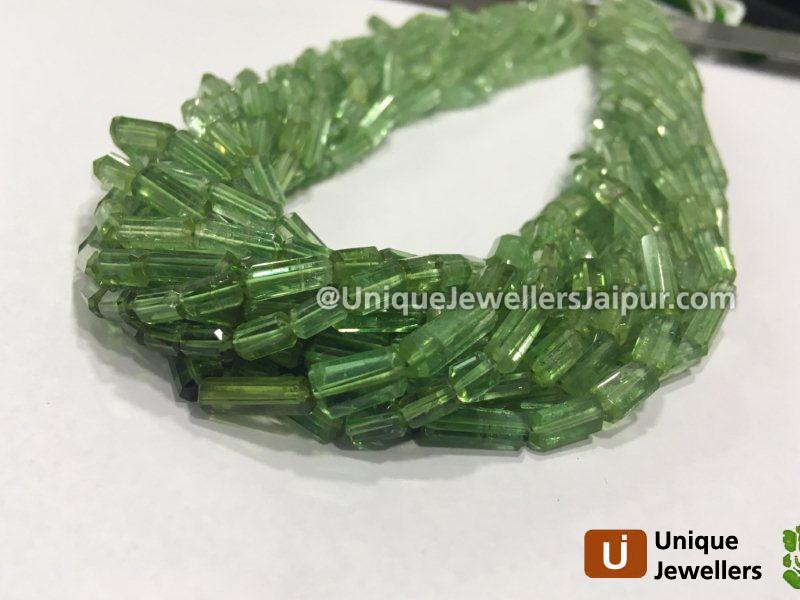 Basil Green Tourmaline Smooth Tube Beads