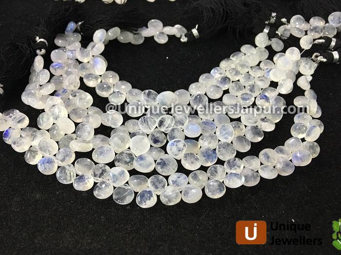 Frosted White Rainbow Smooth Heart Beads