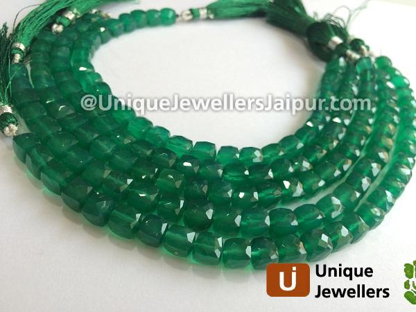 Green Onyx Faceted Cube Beads