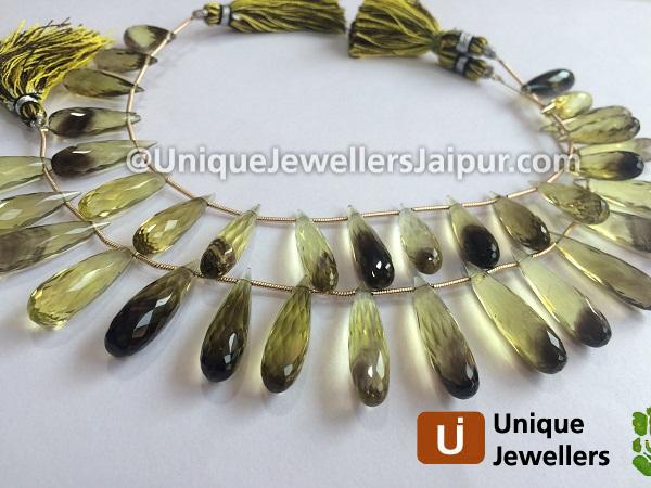 Bi Lemon Quartz Faceted Long Drop Beads