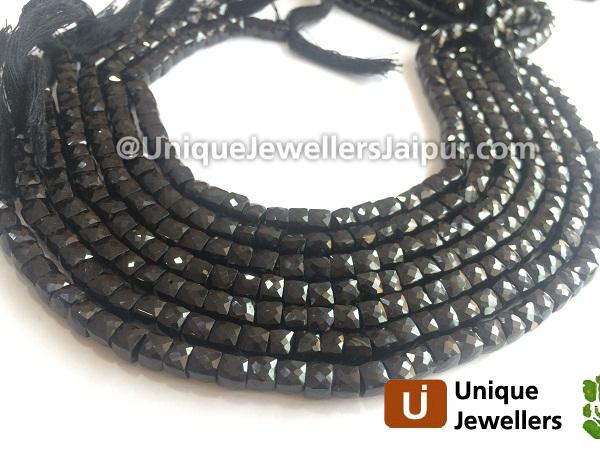 Black Spinel Faceted Cube Beads